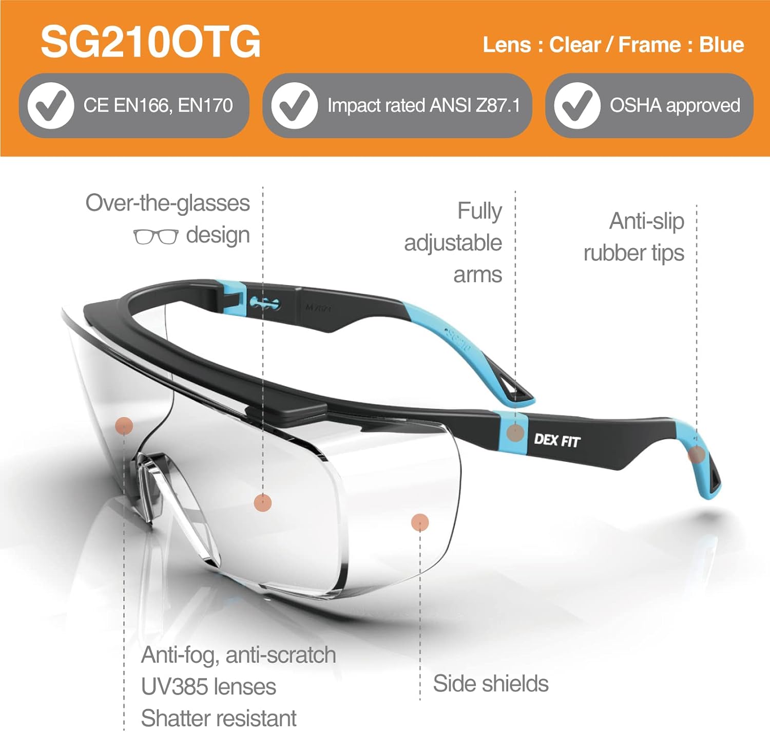 DEX FIT Safety Work Over Glasses SG210 OTG - Image 3