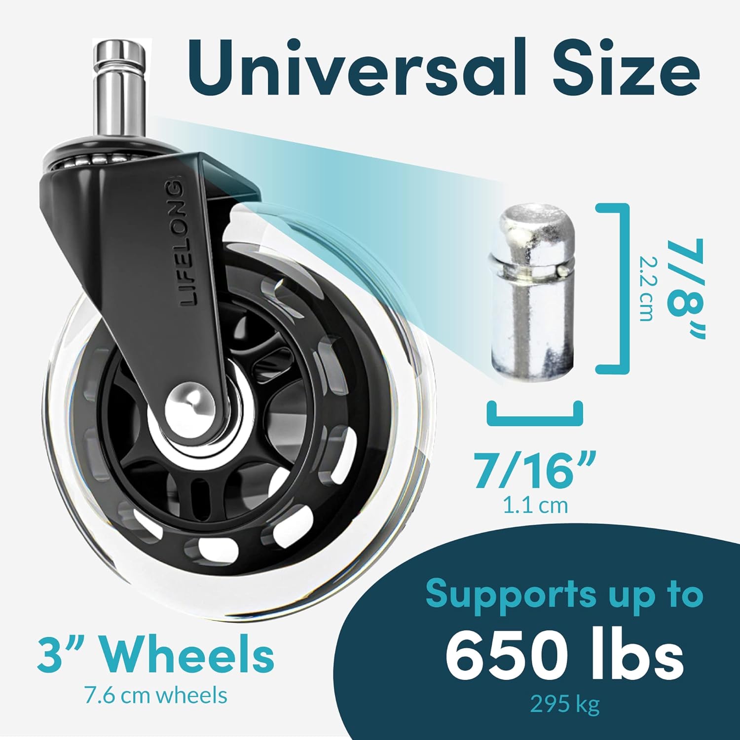 Office Chair Wheels Replacement Rubber Chair casters for Hardwood Floors and Carpet